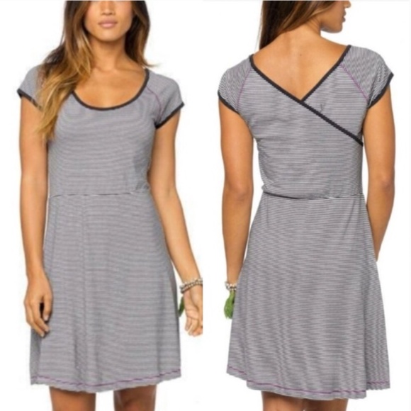 Prana Faith Striped Dress, Crossover Back - Picture 1 of 11